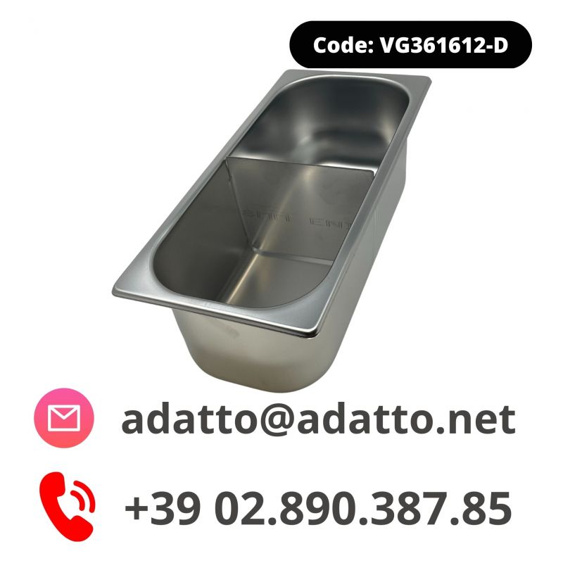 VG361612-D Vaschetta gelato con divisorio in acciaio inox 360x165x h120 mm